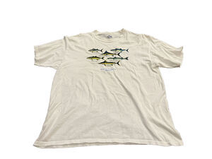 Vtg Yazbek White Fishes Puerto Vallarta Mexico Short Sleeve T Shirt Size XL